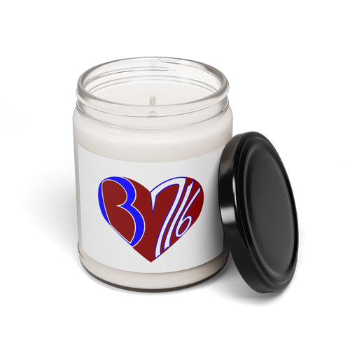 Soy Candle — Heart 'BY16' Red & Blue Scented Jar (9 oz)