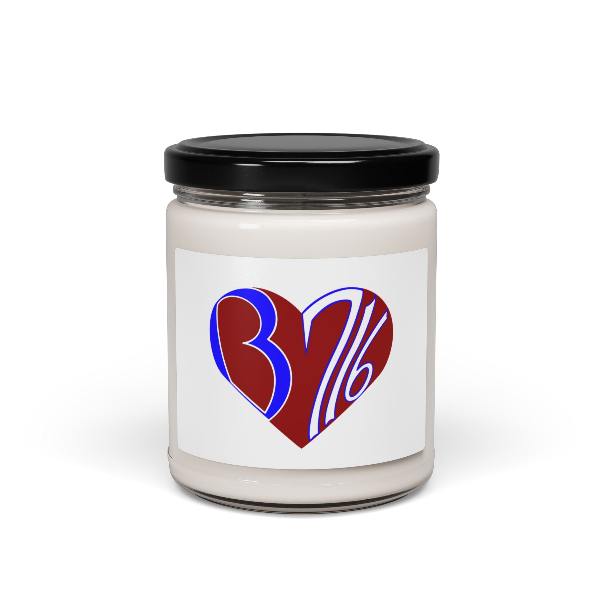 Soy Candle — Heart 'BY16' Red & Blue Scented Jar (9 oz)